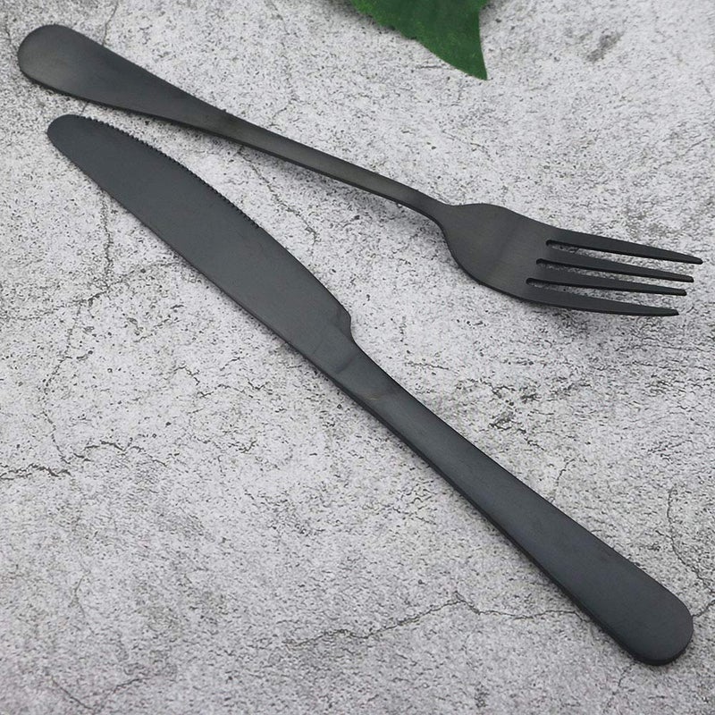 JASHII Matte Black Silverware Set, Satin Finish 24-Piece Stainless Steel Flatware Set,Kitchen Utensil Set Service for 6,Tableware Cutlery Set for Home and Restaurant, Dishwasher Safe (Black full) - Image 5